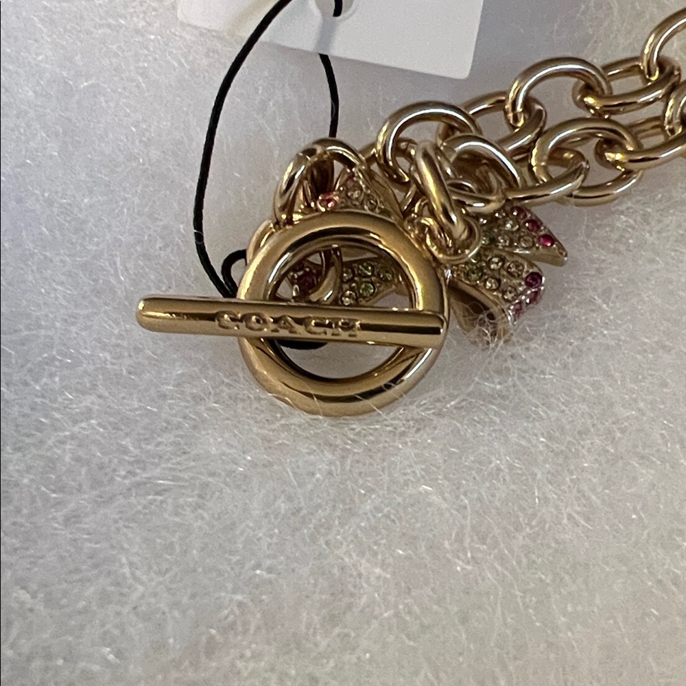 NWT Coach Gold Chain Bracelet with Bow Accent - Picture 4 of 4